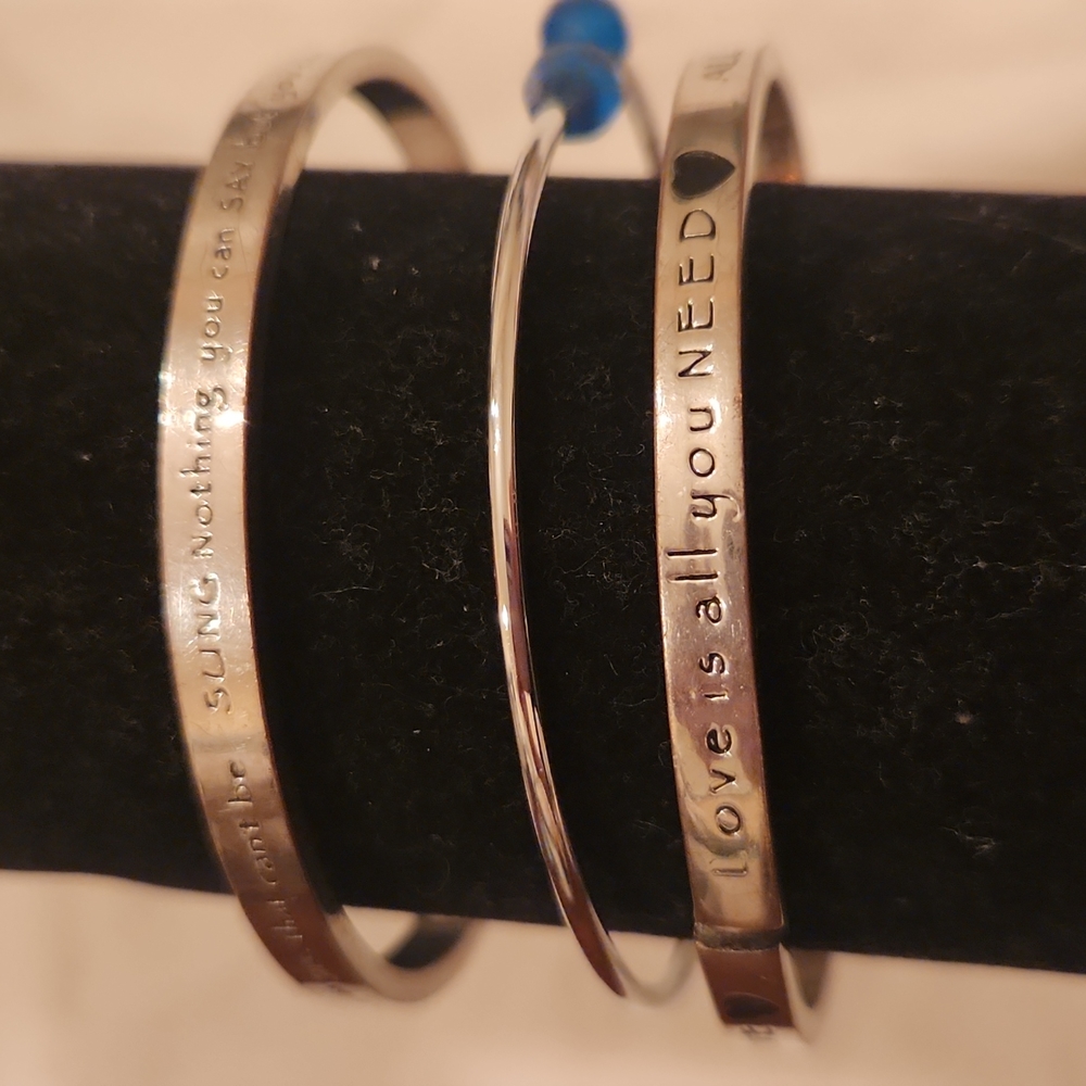 Silver Cuff Bracelets with Inspirational Engravings